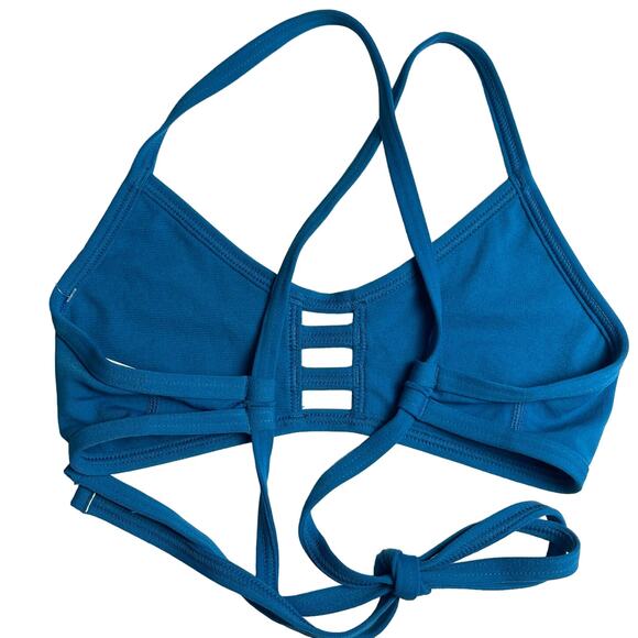TYR DuraFast One Solid Pacific Tieback Top Swim Top Blue Teal - Size Small 4/6 - Picture 3 of 6